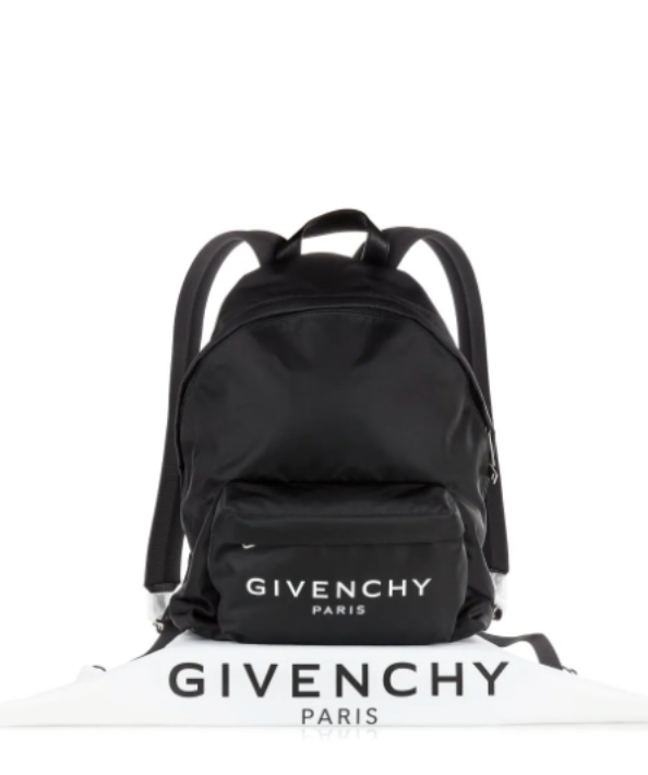 GIVENCHY Paris Black nylon Logo Backpack with Silver hardware BNWT