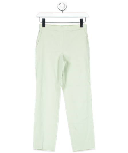 Theory Light Green Linen Blend Tapered Trousers UK 2 - 7527023149246_Front_artisanalsoy.png