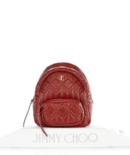 JIMMY CHOO Royal Red Nappa Leather Jc Oqnl Quilted Backpack