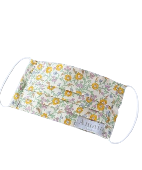Amaia Yellow Floral Kids Face Mask One Size