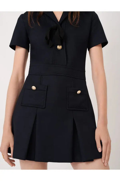 Maje Navy Blue college-style dress with fancy buttons UK 8