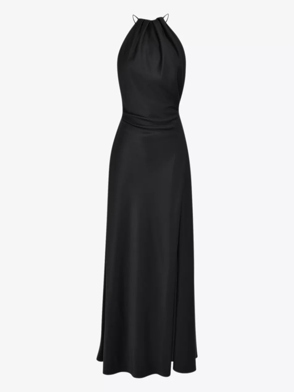 House of CB Black Zanab Halter Maxi Dress XS