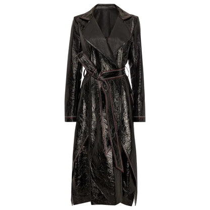 Roland Mouret Black Leather Trench Coat UK 8