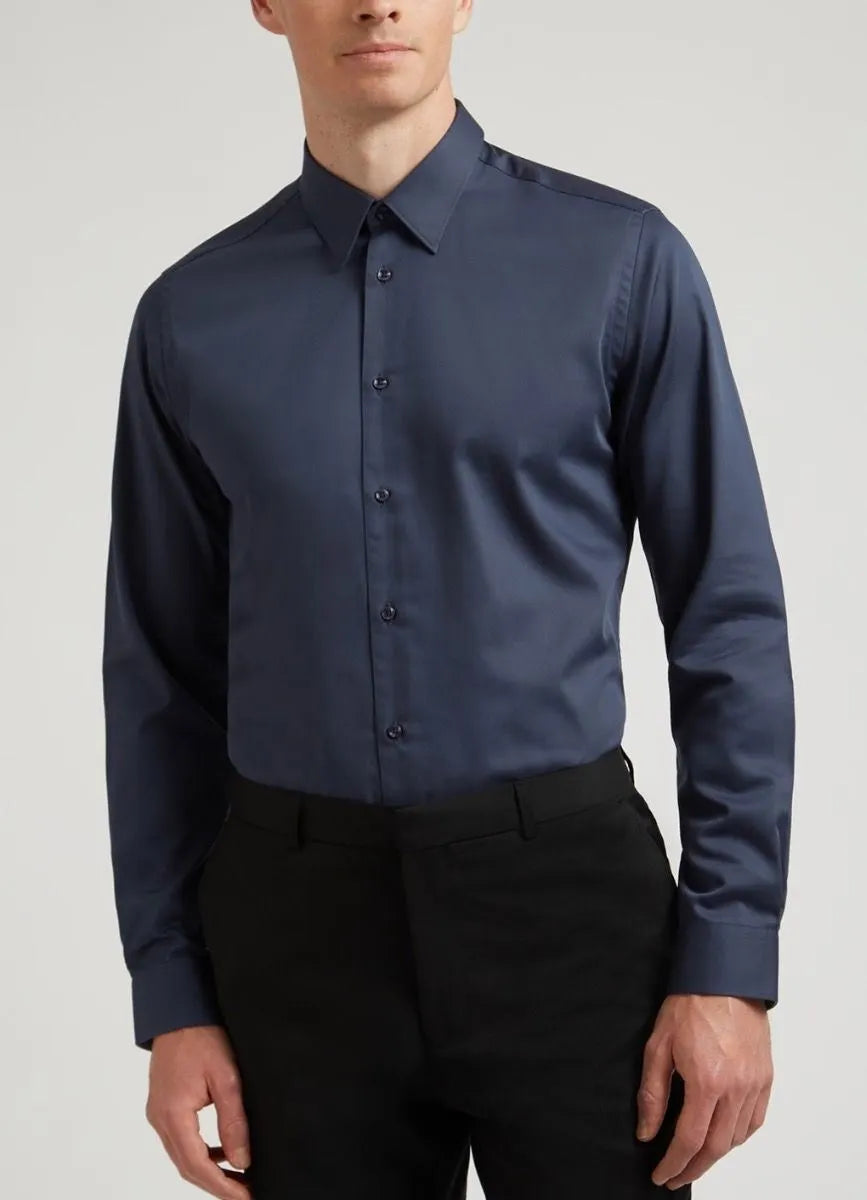 Ted Baker Navy Duddon Core Steel Slim Fit Shirt UK Size 15" Neck