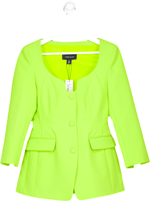 Karen Millen Green Clean Tailored Corset Buttoned Blazer Jacket UK 6