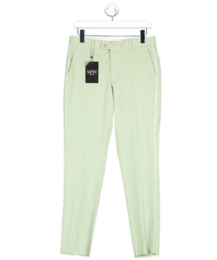 boohooMan Green Slim Piped Suit Trouser W30 - 7517294395582_Front_artisanalsoy.png